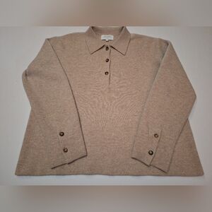 La Ligne Long Sleeve Polo Knit Sweater Cashmere Wool Size Large